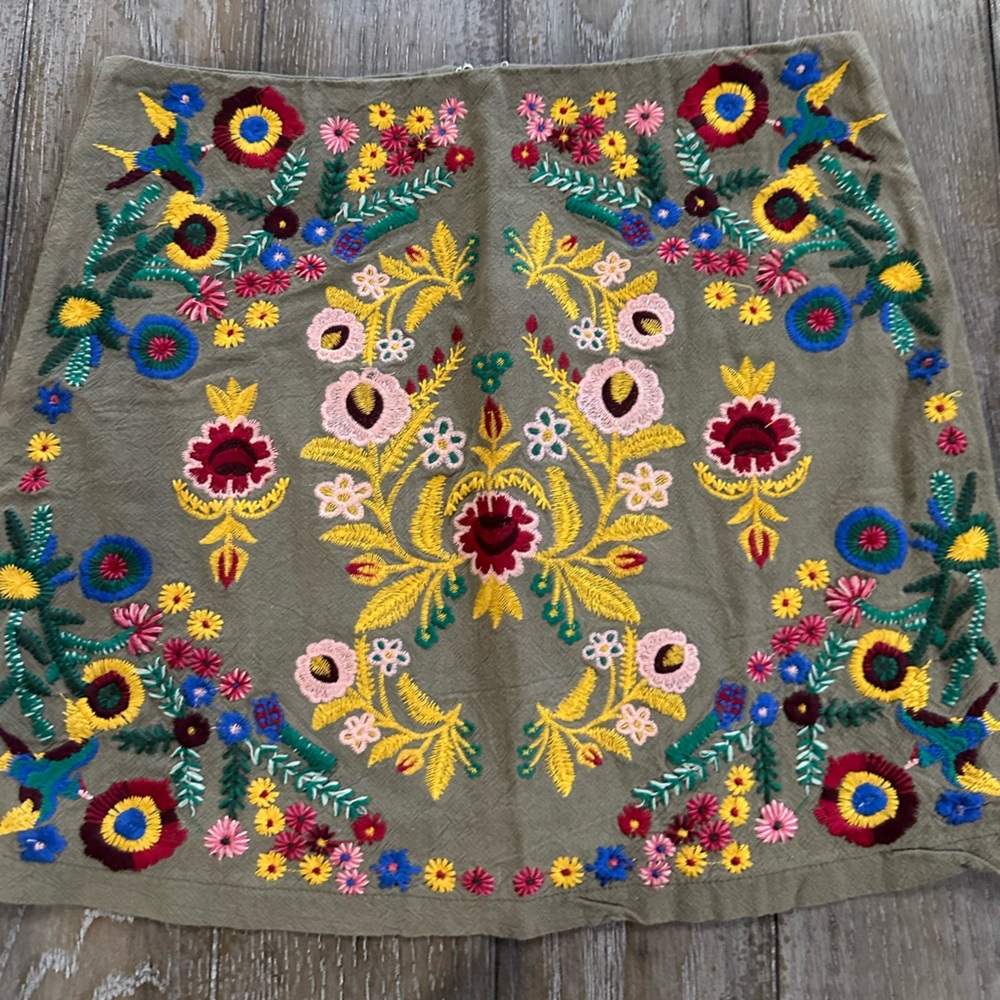 Umgee Yellow Red Embellished Mini Pencil Skirt - Picture 4 of 11